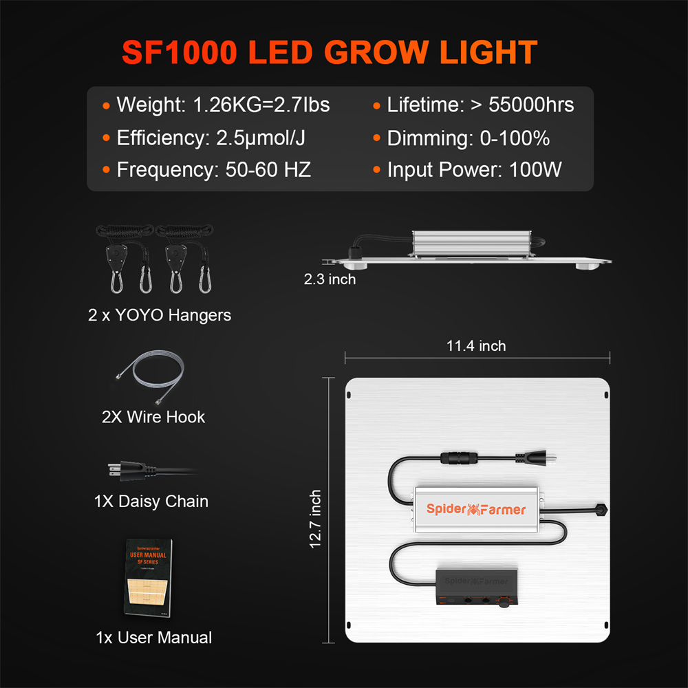 Spider Farmer SF1000 Full Spectrum LED Grow Light